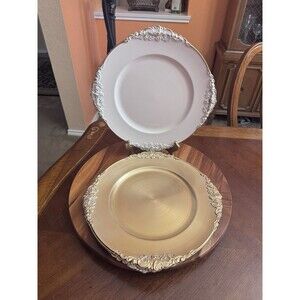 Unbranded White And Gold Scalloped Charger Plate  A Set Of 4